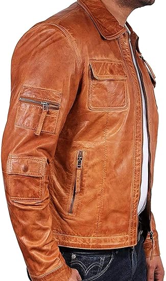 BRANDSLOCK Mens Genuine Biker Leather Jacket Bomber Coat Designer-i