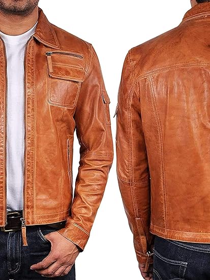 BRANDSLOCK Mens Genuine Biker Leather Jacket Bomber Coat Designer-pp