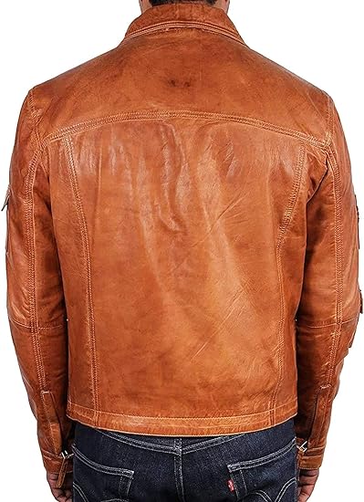 BRANDSLOCK Mens Genuine Biker Leather Jacket Bomber Coat Designer-y