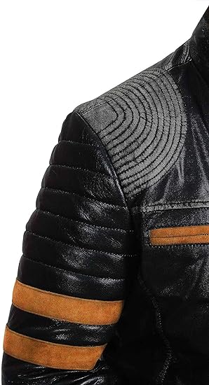 CHICAGO-FASHIONS Mens Vintage Cafe Racer Retro Motorcycle Distressed Biker Leather Jacket-4