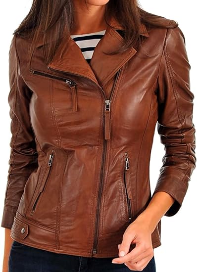 QAWACH Women Leather Jacket - Lambskin Winter Vintage Motorcycle Biker Jacket, Moto Riding & Racing Jackets
