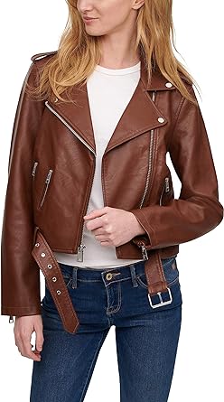 Levi's Women's Faux Leather Belted Motorcycle Jacket (Standard & Plus Sizes)4 Levis-Womens-Faux-Leather-Belted-Motorcycle-Jacket-side-pose