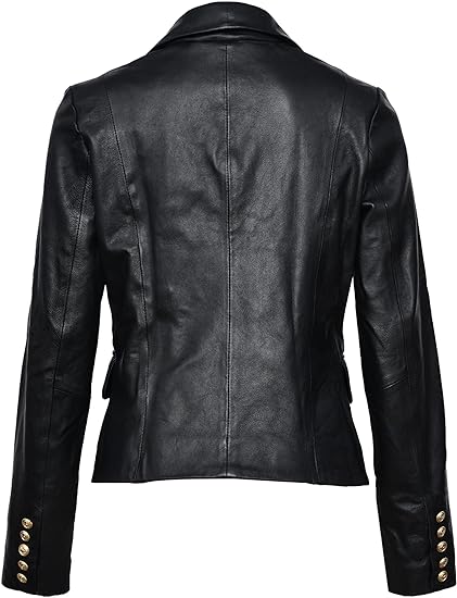 WOMEN’S KIM KARDASHIAN BLACK REAL LEATHER BLAZER COAT JACKET11