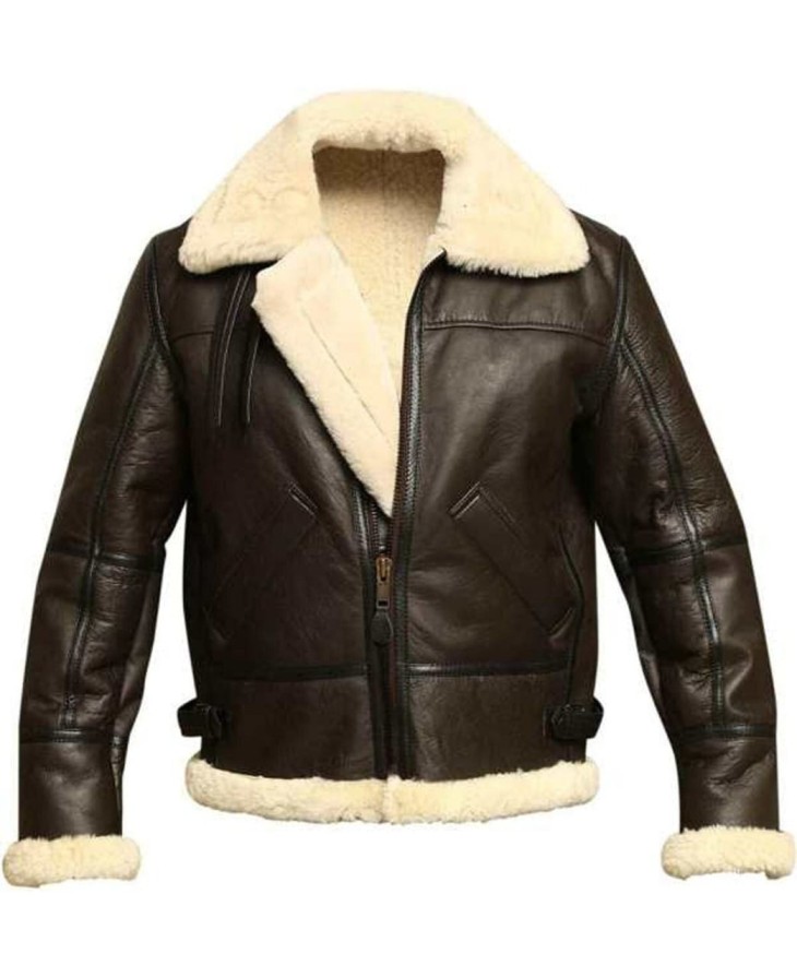 brown leather fur jacket87878